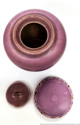 Vintage Rookwood Pottery Arts Crafts 1321E Purple Matte Mustard Pot Spice Jar 6