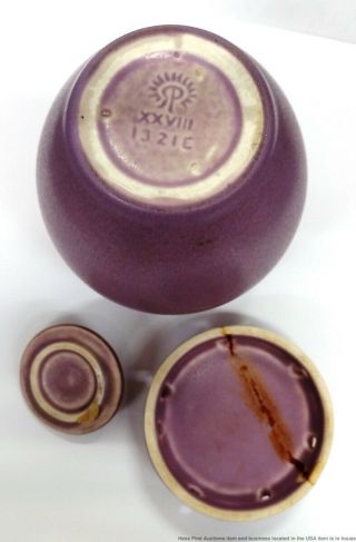 Vintage Rookwood Pottery Arts Crafts 1321E Purple Matte Mustard Pot Spice Jar 8