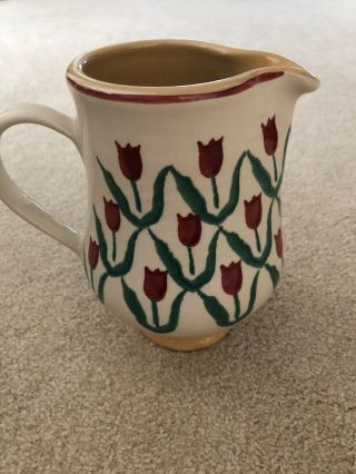 Nicholas Mosse 6.  5 " Pottery Jug,  Red Tulip Pattern.