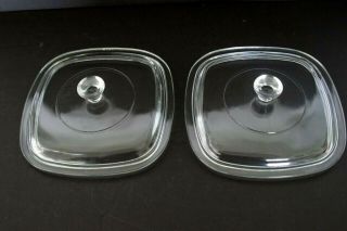 2 Pyrex P - 7 - C Replacement Glass Lids Only For Vintage Corning Ware Casseroles Ec