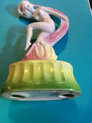 Old Rare Art Deco Nude Dancer Flower Frog 18” Tall Style Of Cowan Germany