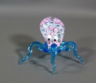 Vtg Italian Murano Hand Blown Millefiori Glass Octopus Figurine Sculpture Figure