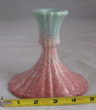 Vintage Roseville Pottery Tourmaline Pink / Aqua Candle Holder 1089 - 41/2 7