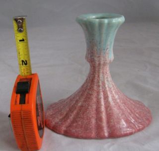 Vintage Roseville Pottery Tourmaline Pink / Aqua Candle Holder 1089 - 41/2 8