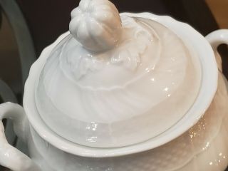 Richard Ginori White Vecchio Shape Sugar Bowl Dish w Lid China Italy 5.  5X5 