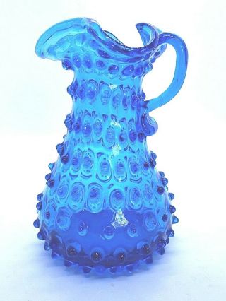 Blue Fenton Hobnail Blue Art Glass Pitcher