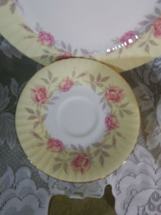 Paragon Fine Bone China Tea Cup and Saucer Trio Yellow with Roses,  Gold England 4