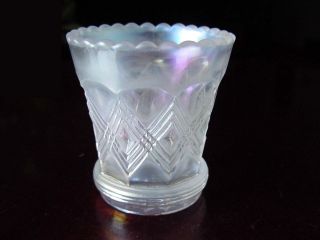 Vintage Imperial White Carnival Art Glass Paneled Diamond Toothpick Match Holder
