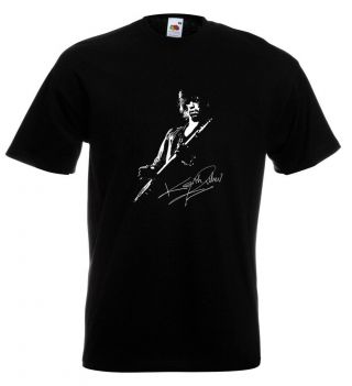 Keith Richards Autograph T Shirt Rolling Stones Size: Large Colour: Black