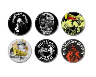 6 X Vincent Price Witchfinder General Buttons (25mm,  Badges,  Pins,  Horror)