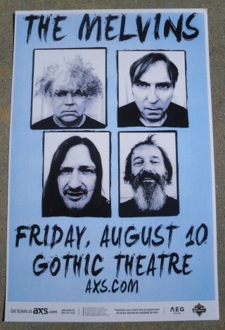 The Melvins August 10,  2018 Denver,  Colorado Concert Flyer 11x17 Gig Poster