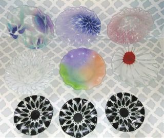 9 Sydenstricker 3 " To 4.  25 " Fused Glass Teabag Bowl Ring Coin Keys Dish