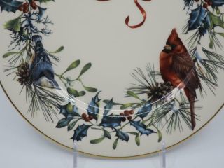 Lenox WINTER GREETINGS DINNER PLATE 10 7/8 Birds Cardinal Chickadee 1995 Holiday 3
