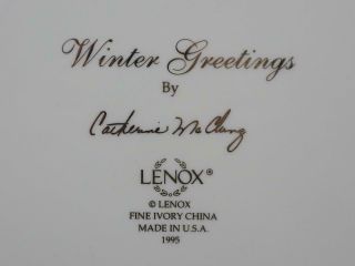 Lenox WINTER GREETINGS DINNER PLATE 10 7/8 Birds Cardinal Chickadee 1995 Holiday 5