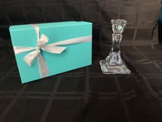 Tiffany & Co Leaded Crystal Candlestick - 7 " Tall With Blue Box