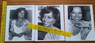 Diana Ross (supremes Motown) 3 X Old B&w Photos C.  1970 