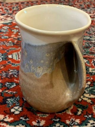 Neher Pottery Clay In Motion Right Hand Warmer Mug Cup Brown Tan Grey 2011