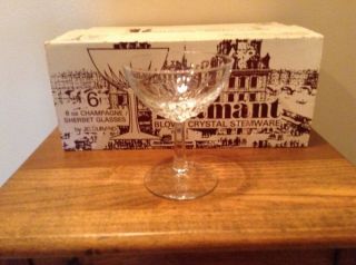 5 Vintage Jg Durand France Blown Crystal 6 Oz Champagne Sherbert Glasses