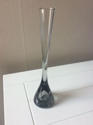 Whitefriars Grey Teardrop Glass Vase By G.  Baxter C.  1980 21 Cm Tall