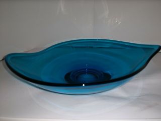 Vintage Viking Epic Blue Colored Glass Candy Dish Retro Mod