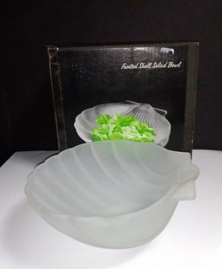 Vintage Godinger Crystal Frosted Shell Large Salad Serving Bowl No.  1100