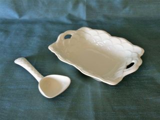Berkeley Erphila Germany Art Deco Era Square Sauce Bowl With Porcelain Spoon