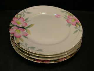 Set Of 4 Noritake 19322 Azalea China - 8 5/8 " Luncheon Plates - Red Mark