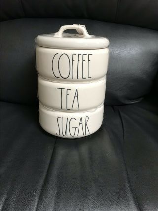 Rae Dunn Coffee Tea Sugar Stacked Stackable 3 In 1 Canister Set - Authentic