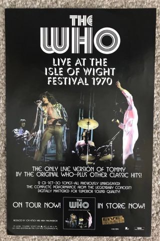 The Who Live At The Isle Of Wight Festival 1970 2cd Set Promo Poster 1996 N/m