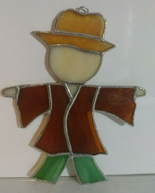 Scarecrow Stained Glass Suncatcher Fall Decoration Hanging Art