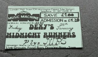 The Nips Shane Mcgowan Pogues & Dexys 1980 Music Machine London Ticket