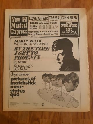 Nme Newspaper February 3rd 1968 Status Quo Pictures Of Matchstick Men Cover