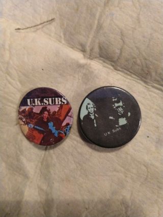 2 Vintage Punk The U.  K.  Subs 25mm Pin Badge From 80s