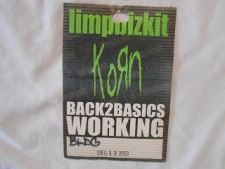 Limpbizkit/korn Tour Backstage Concert Pass