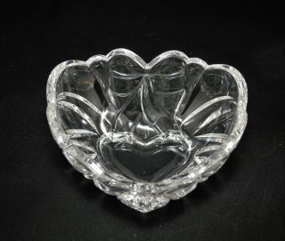 Vintage Lead Crystal Glass Heart Shaped Bowl Candy Dish