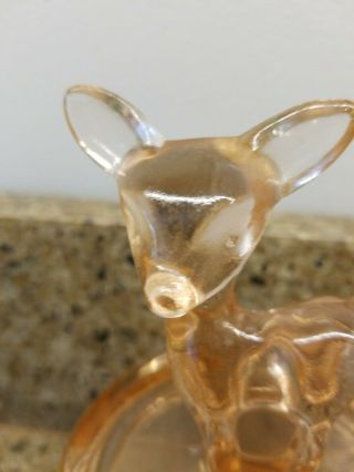 Vintage Jeanette pink DEPRESSION covered GLASS CANDY powder DISH Deer Fawn Lid 4