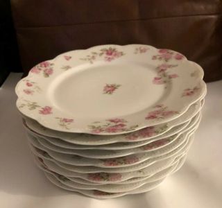 8 Haviland Limoges Porcelain 9 Inch Plates Pink Roses Dinner Schleiger 39