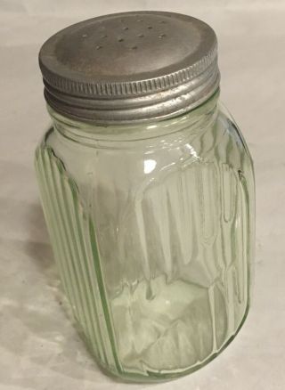 Vintage Light Green Depression Glass Salt Sugar Shaker 5”