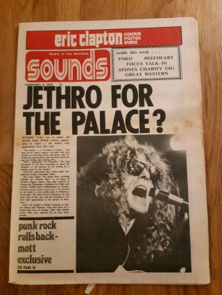 Sounds Music Newspaper February 3rd 1973 Jethro Tull For The Palace Cover