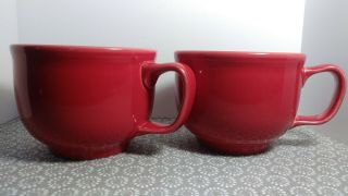 Homer Laughlin Fiesta Set Of 2 Jumbo Coffee Mugs Soup Cups Red Lead