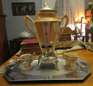 Antique Art Deco Royal Rochester Fraunfelter Coffee Pot Urn C1924 Tray