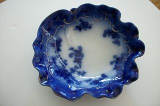 Antique La Belle China Flow Blue Scalloped Bowl