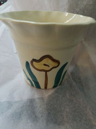 Vintage Pottery Slip Ware With Yellow Flower Planter
