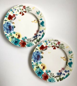 Grace’s Teaware Fine Porcelain 8” Salad Plates - Set Of 2 Floral Motif -