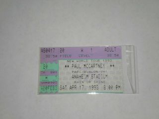Paul Mccartney Concert Ticket Stub - 1993 - World Tour - Anaheim Stadium - Ca