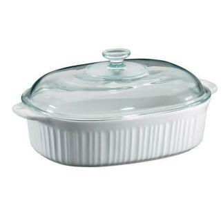 Corningware French White 4 - Quart Oval Roaster With Glass Cover