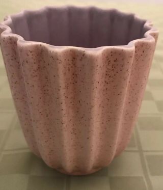 Vintage Red Wing Pottery Pink Speckled Ribbed Vase 4 