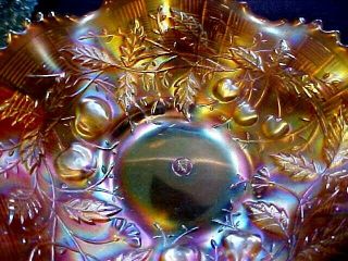 Pretty Northwood Carnival Glass Fluted Marigold Three Fruits Bowl Bw Back