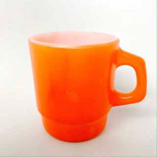 1 Vintage Fire King Anchor Hocking Orange Stackable Coffee Mug Cup 8 D Handle