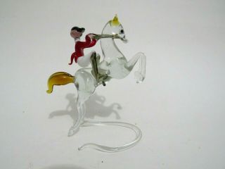 Vintage Murano Pirelli Glass Huntsman Rider On Rearing Horse